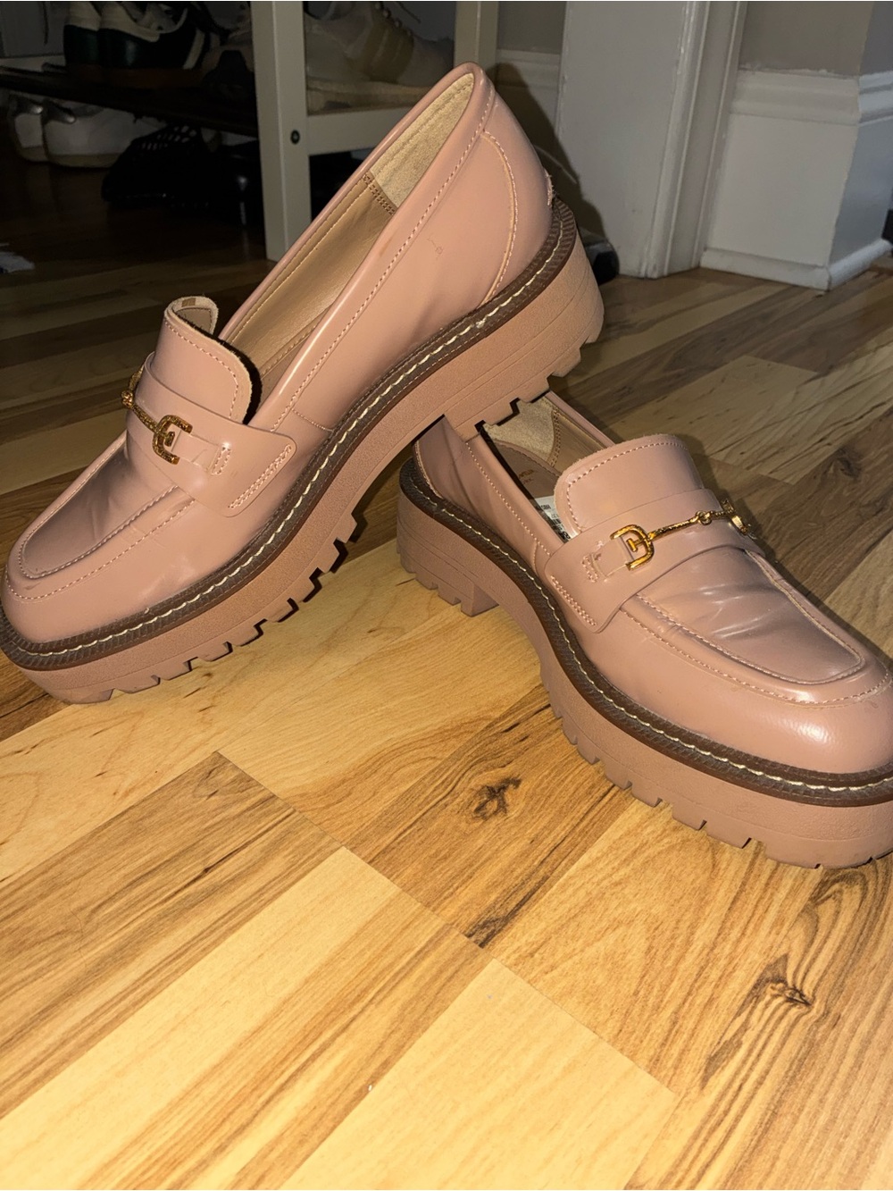 Sam Edelman Blush/Cream Loafers with Gold Bit